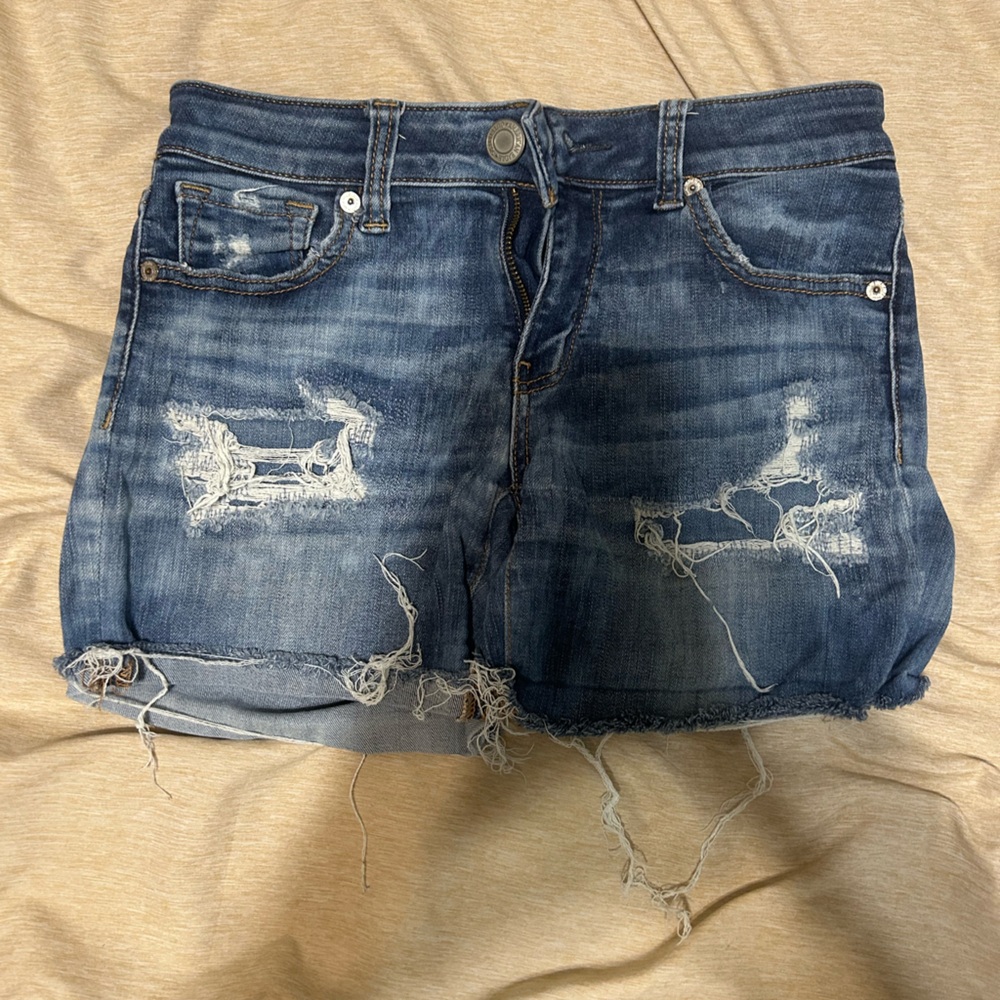 American Eagle Outfitters Blue Jean Shorts Distressed Cut-Offs